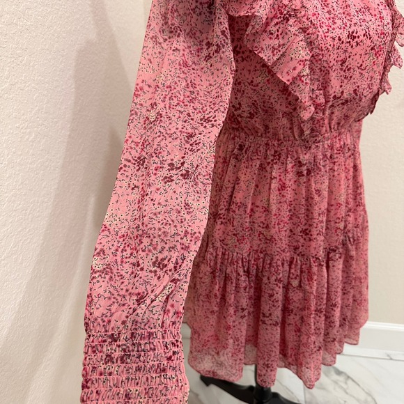 Rachel Parcell Pink Chiffon Ruffle Long Sleeve Sheer Dress Women's XS - Picture 3 of 9